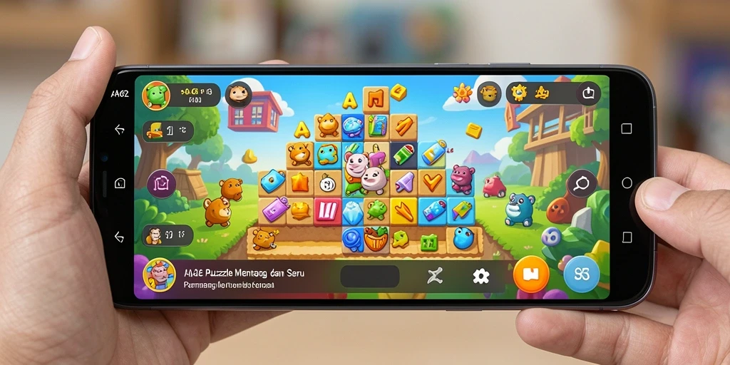 Tampilan gameplay menantang dari AA62 dengan teka-teki penuh warna.