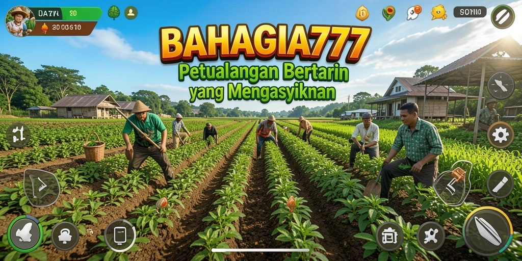 Tampilan permainan BAHAGIA777 yang menarik dengan kebun yang subur.