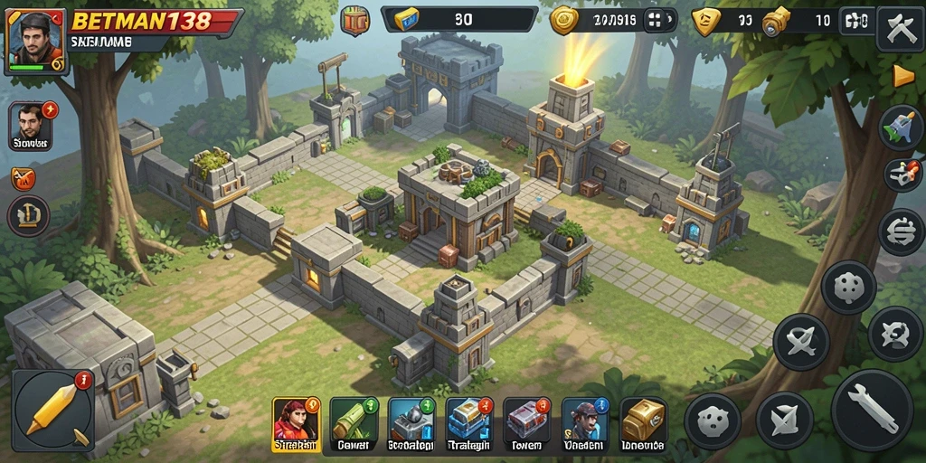 Tangkapan layar gameplay BETMAN138 menampilkan pertempuran menara yang menegangkan.