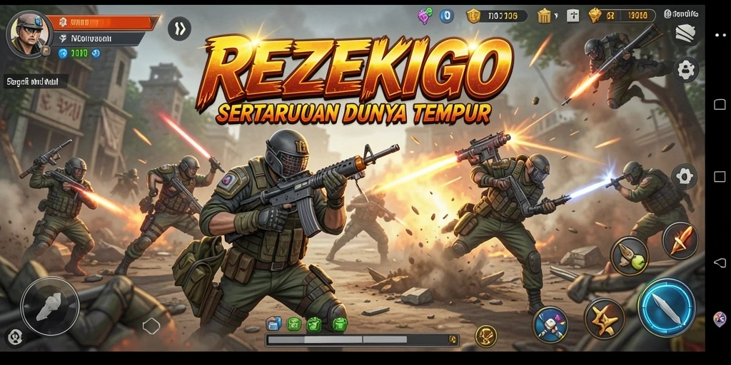 Screenshot gameplay REZEKIGO menampilkan pertarungan dinamis dan karakter yang kuat.