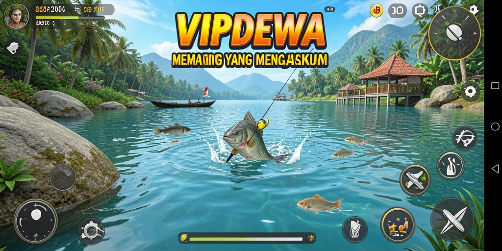 Tampilan gameplay <strong>VIPDEWA</strong> yang menarik saat memancing ikan.